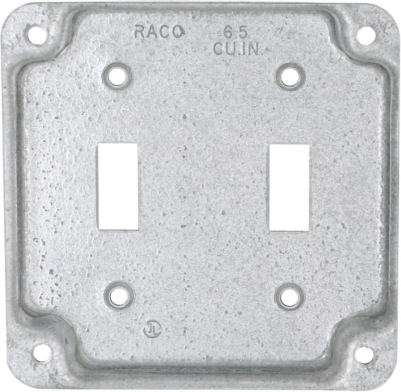 RACO Hubbell- 803C 2 Toggles 4-Inch Square Exposed Work Cover , Gray, 10 Count (Pack of 1) - Image 4