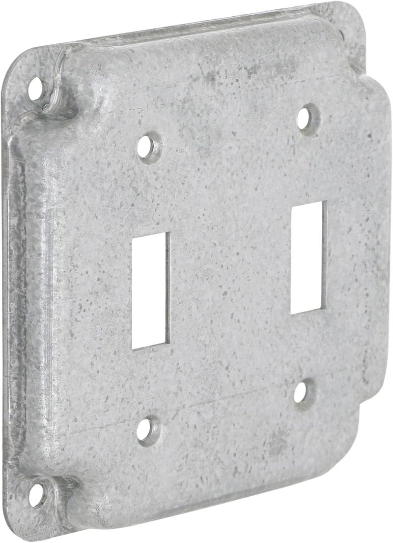 RACO Hubbell- 803C 2 Toggles 4-Inch Square Exposed Work Cover , Gray, 10 Count (Pack of 1) - Image 1
