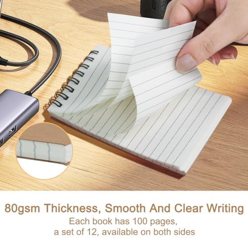wavamawa Pocket Notebooks Set of 12, Small 3x5 Spiral Notepads, Office Style Mini Notebook, Small Notepad Pocket Size, Memo Pads for Home, College, Work or School - Lined College Ruled Paper - Image 2