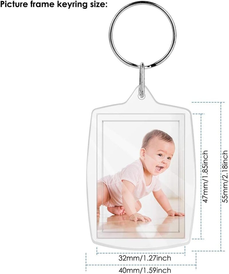 Acrylic Photo Keychain 50-Piece Transparent Shatter-Resistant Set - Dual-Size Rounded & Standard Frames Personalized Keychain for Graduation, Anniversary, Couple Gifting & Home DIYers - Image 5