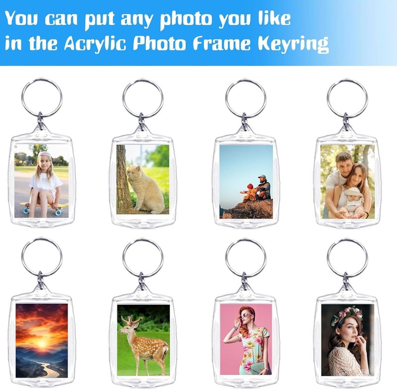 Acrylic Photo Keychain 50-Piece Transparent Shatter-Resistant Set - Dual-Size Rounded & Standard Frames Personalized Keychain for Graduation, Anniversary, Couple Gifting & Home DIYers - Image 3