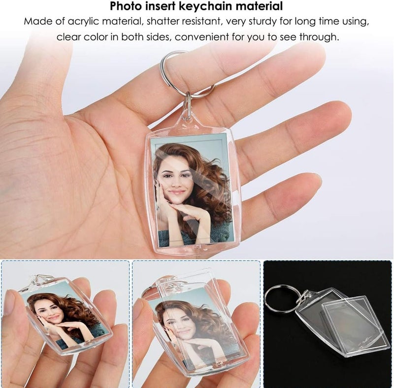 Acrylic Photo Keychain 50-Piece Transparent Shatter-Resistant Set - Dual-Size Rounded & Standard Frames Personalized Keychain for Graduation, Anniversary, Couple Gifting & Home DIYers - Image 2