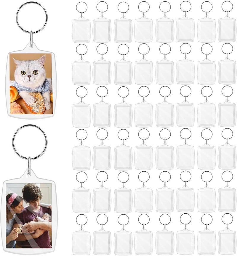 Acrylic Photo Keychain 50-Piece Transparent Shatter-Resistant Set - Dual-Size Rounded & Standard Frames Personalized Keychain for Graduation, Anniversary, Couple Gifting & Home DIYers - Image 1