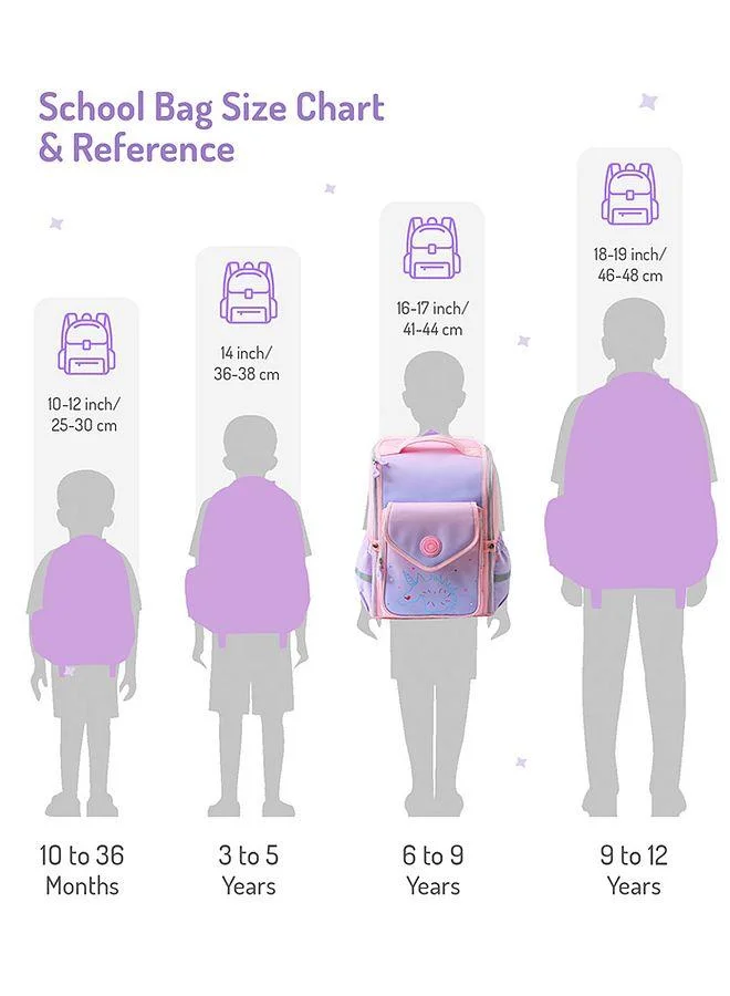 Bonfino Bonfino Unicorn Theme Backpack, Attractive Design,  Adjustable Straps, Functionality, 3 to 5 years, Purple and Pink - 15 Inches