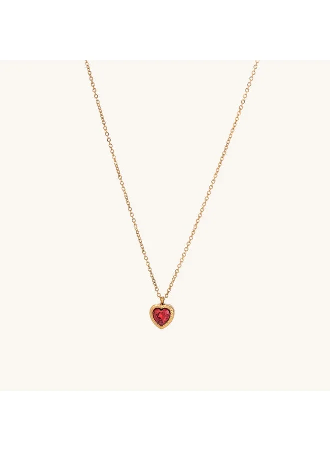 بالموناس PALMONAS 18k Gold Tone Plated Red Emerald Heart Pendant Necklace
 for Women