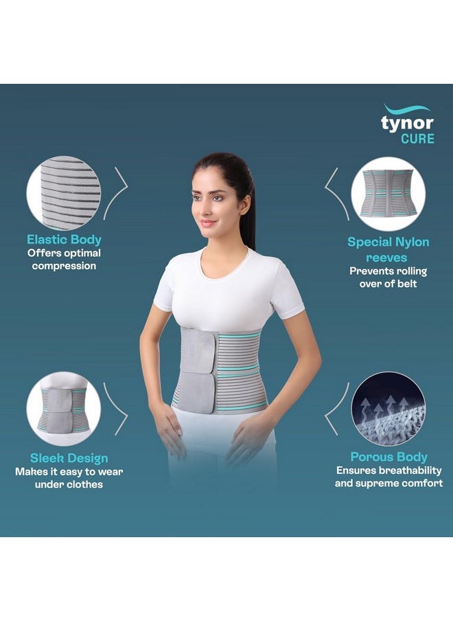 Tynor - Tynor Abdominal Belt - Lower Back Support Belt Brace for Men & Women | Breathable, Pain Relief & Recovery, Pack of 1 (Grey, Small) - Image 1