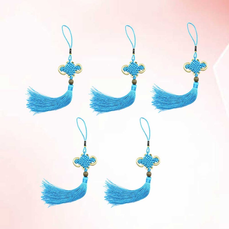 5Pcs Tassel Hanging Pendant Chinese Knot Car Pendant Traditional Home Decoration Spring Festival Ornament Sky- - Image 1