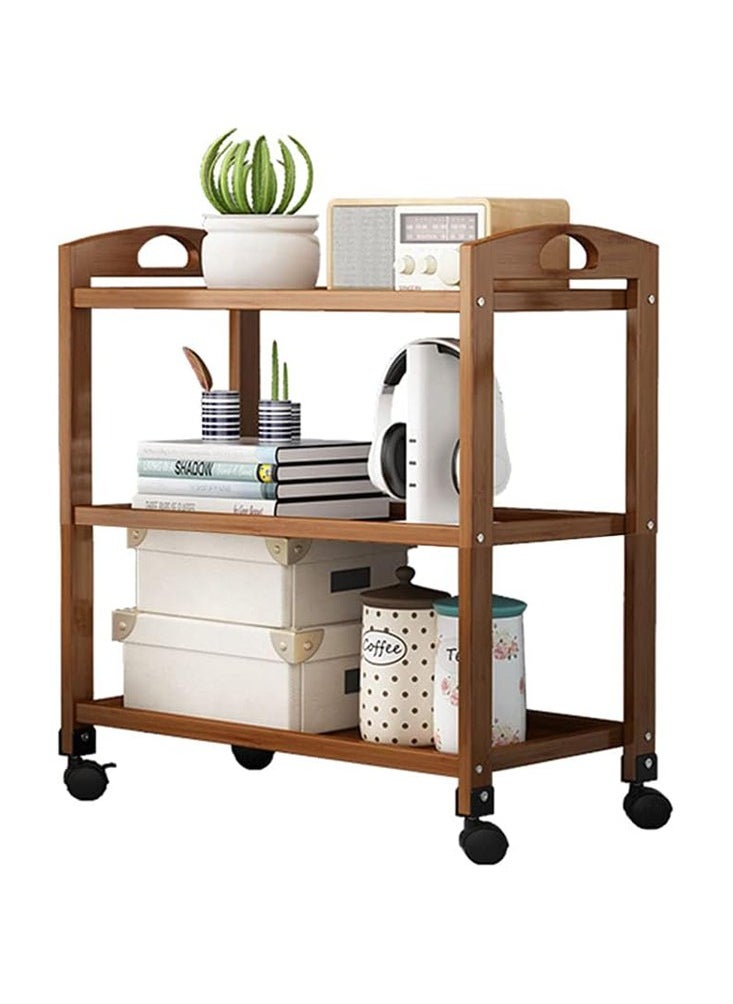 LINGWEI Bamboo Kitchen Trolley Kitchen Storage Rack Serving Trolley Utility Serving Cart Bamboo Wood Storage Trolley Tea Bar Trolley Serving Drinks Storage  - Image 3