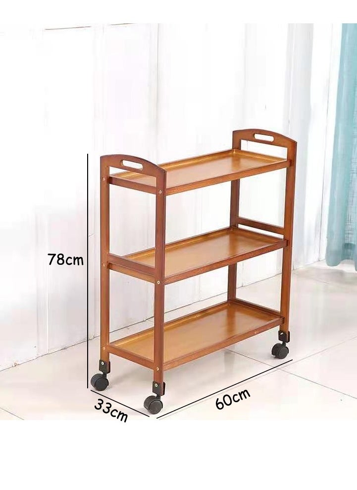 LINGWEI Bamboo Kitchen Trolley Kitchen Storage Rack Serving Trolley Utility Serving Cart Bamboo Wood Storage Trolley Tea Bar Trolley Serving Drinks Storage  - Image 5