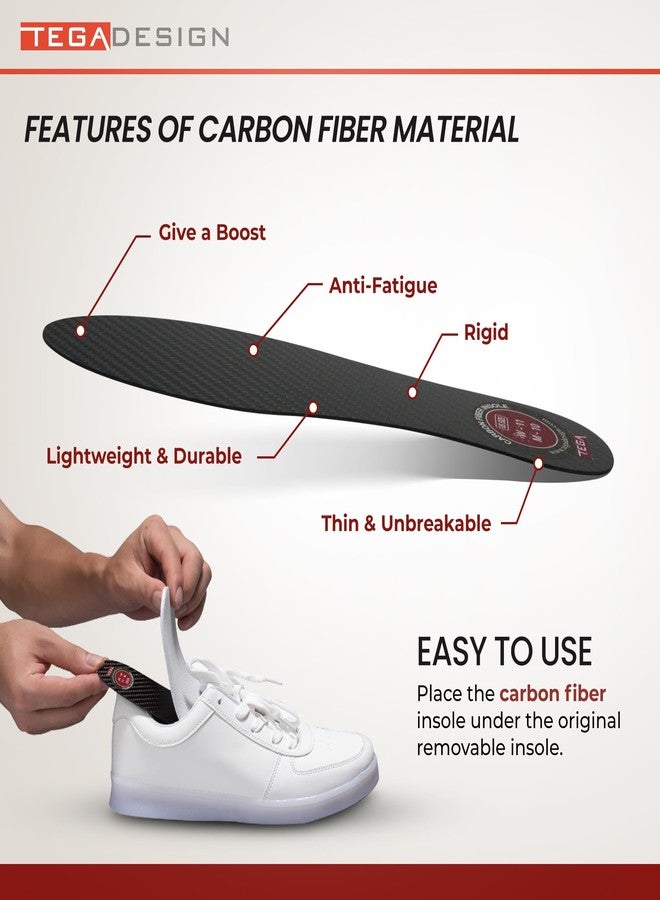 TEGA Carbon Fiber Insole (1 Pair) - for Turf Toe, Foot Fractures, Hallux Rigidus and Limitus - Rigid Shoe Insert for Sports, Hiking, Trekking, Basketball, Running -Alternative to Post Op Shoe(W11/M10) - Image 4