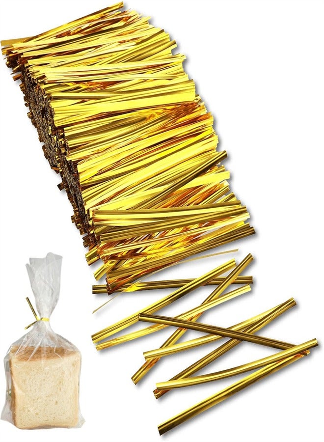 Loquat 700PCS Gold Twist Ties, 8CM Reusable Plastic Bread Twist Ties Bread Twisty-Ties for Candy Coffee Goodie Bags Snacks Party Cake Present Supplies - Image 1