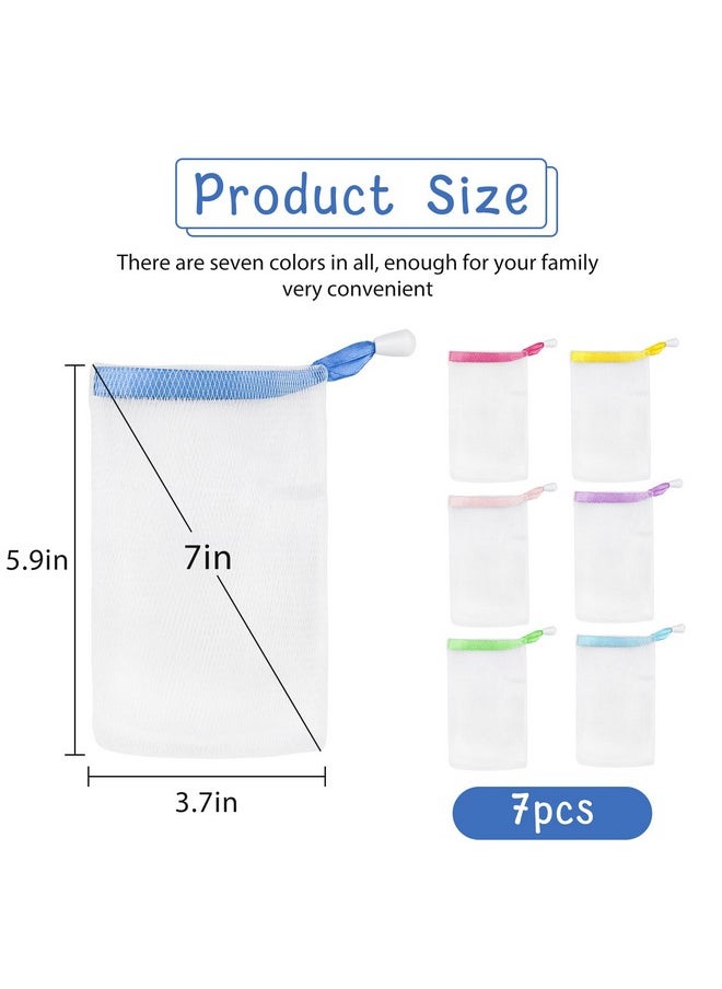 Feelorna 7Pcs Soap Bag Soft For Shower Soap Pouch Saver With Drawstring For Foaming And Drying Soap Bubble Mesh Bags For Bath Hangable (7 Colors)  - Image 2