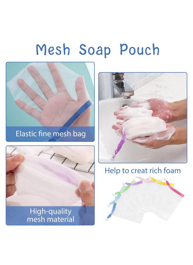 Feelorna 7Pcs Soap Bag Soft For Shower Soap Pouch Saver With Drawstring For Foaming And Drying Soap Bubble Mesh Bags For Bath Hangable (7 Colors)  - Image 5