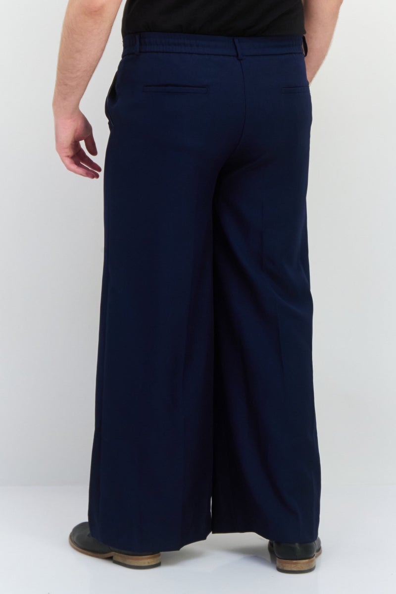 The Giving Movement Men Regular Fit Brand Logo Wide Leg Pants, Navy - Image 3