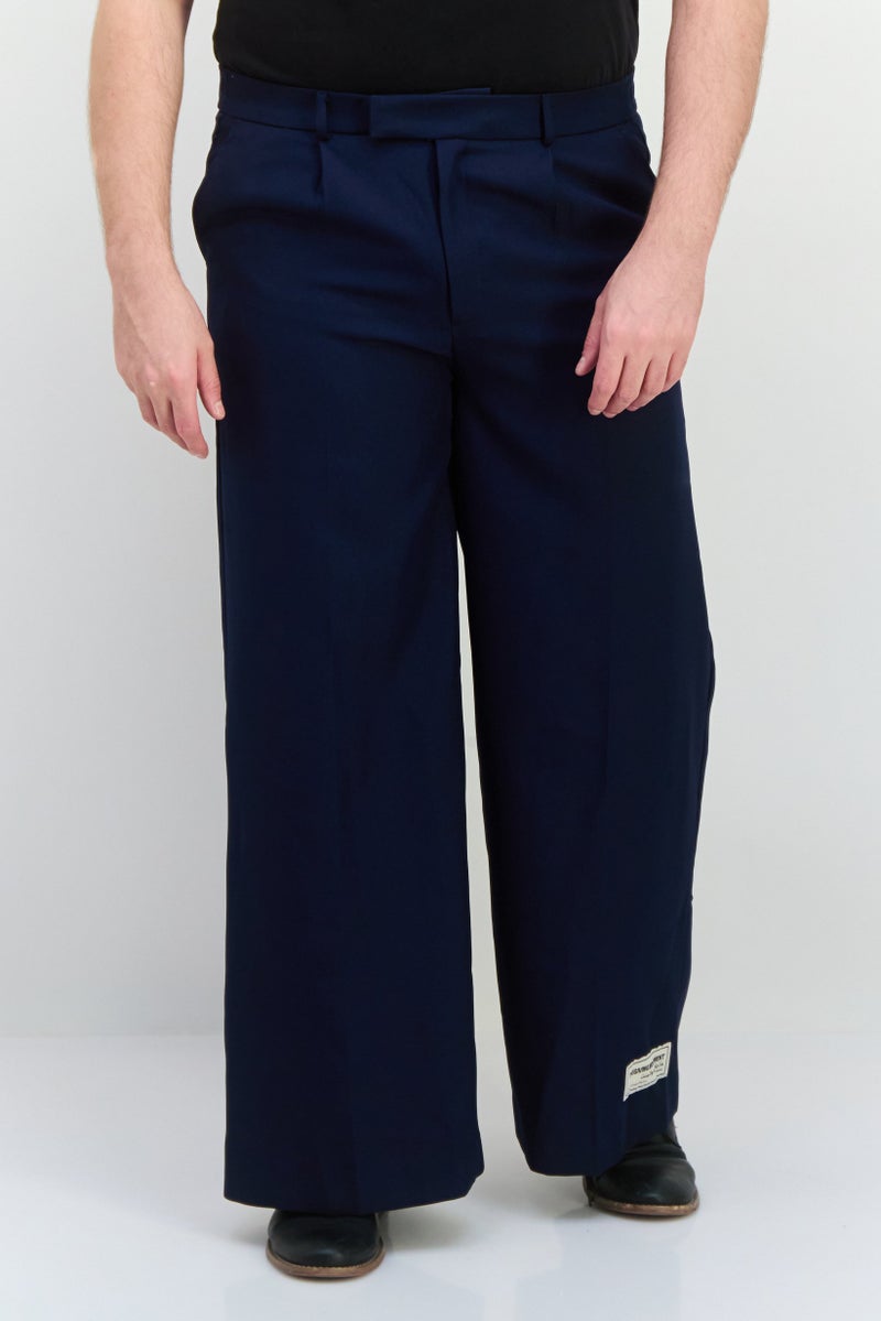 The Giving Movement Men Regular Fit Brand Logo Wide Leg Pants, Navy - Image 1