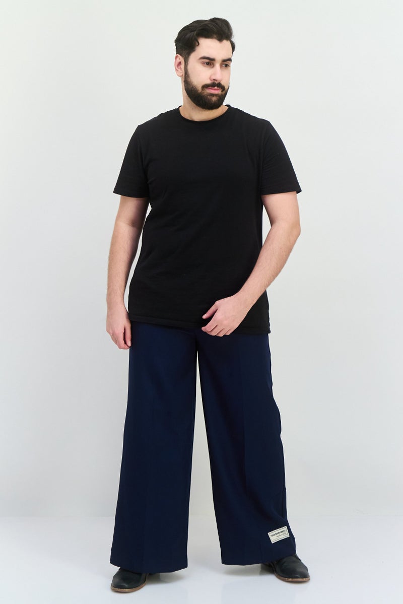 The Giving Movement Men Regular Fit Brand Logo Wide Leg Pants, Navy - Image 4
