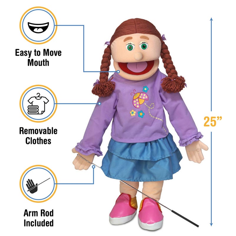 Silly Puppets دمية متكلم كاملة الجسم بطول 25 إنش، آمي، فتاة الخوخ - Image 3