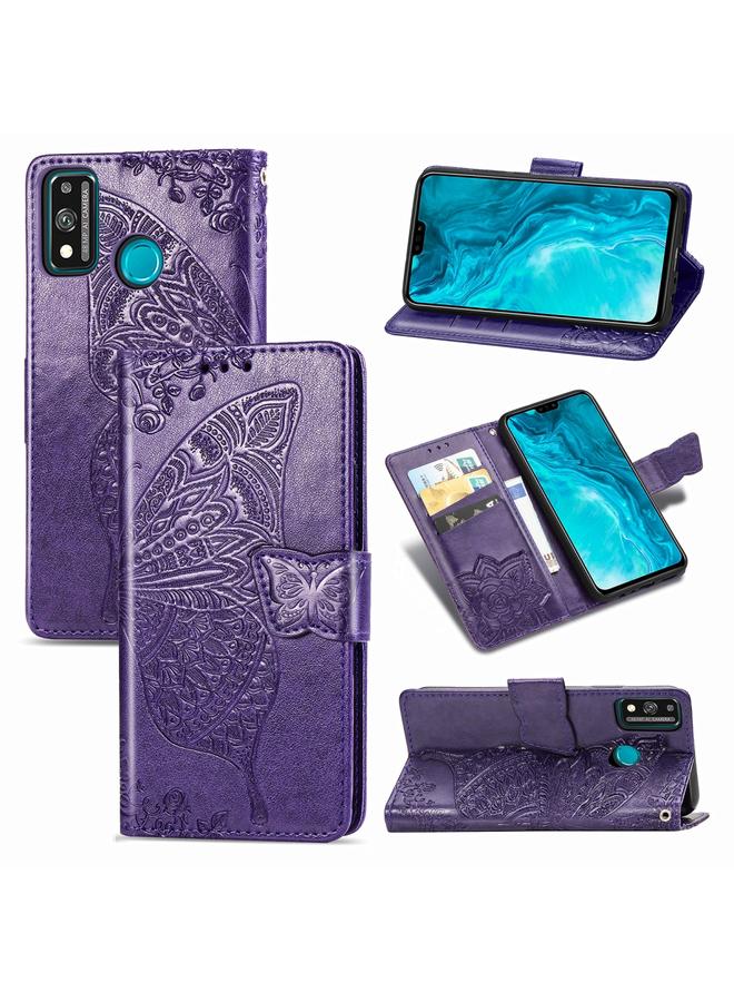 S-TOP Case For Huawei Honor 9X Lite Butterfly Love Flower Embossed Horizontal Flip Leather Case with Bracket / Card Slot / Wallet / Lanyard - Image 1