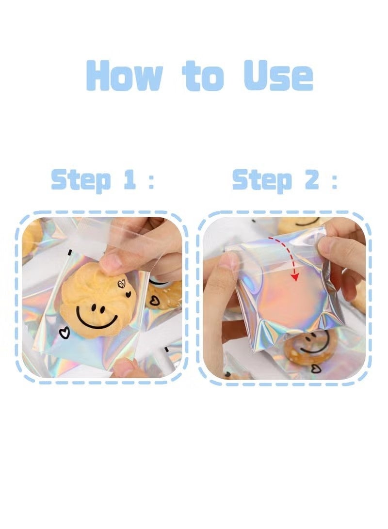 100 قطعة من أكياس البسكويت ذاتية اللصق، أكياس سيلوفان قابلة لإعادة الإغلاق لتقديم الهدايا، أكياس بلاستيكية جيدة لحلوى البسكويت والمخابز (2.8 × 2.8 بوصة) - Image 2