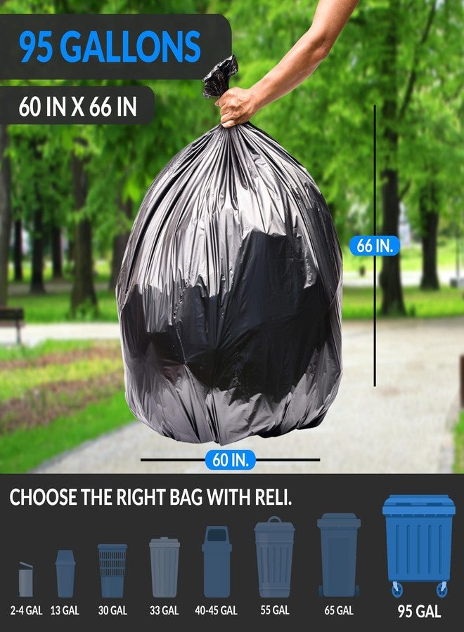 Reli. 95 Trash Bags Heavy Duty | 30 Trash Bags | Super Sizeable for Serious Garbage Cleanup (Black) - Image 2