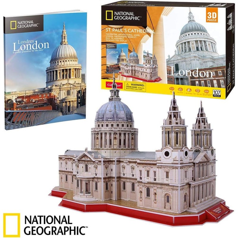 CubicFun Cubic Fun - National Geographic 3D Puzzle ST Pauls Cathedral 107 Pieces - DS0991h - Image 3
