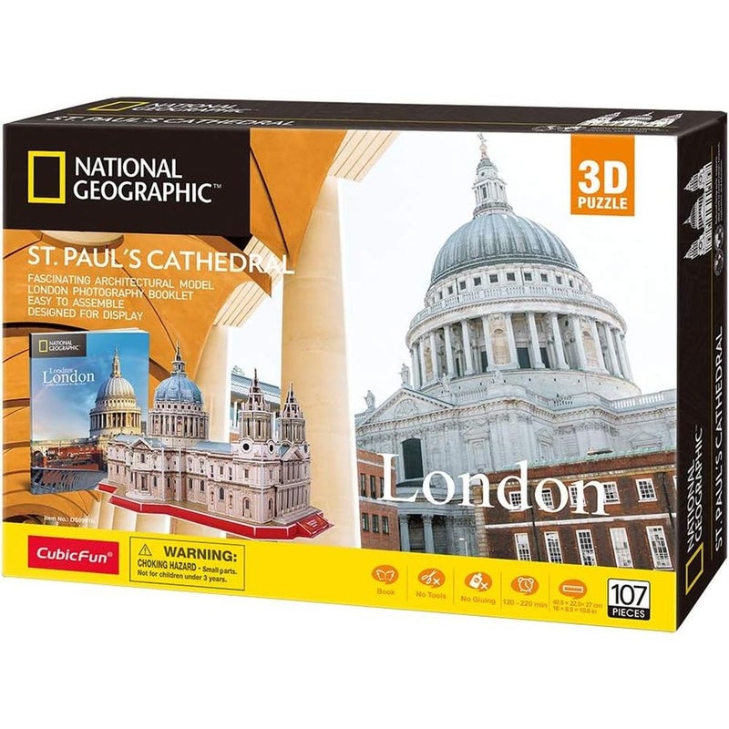 CubicFun Cubic Fun - National Geographic 3D Puzzle ST Pauls Cathedral 107 Pieces - DS0991h - Image 1