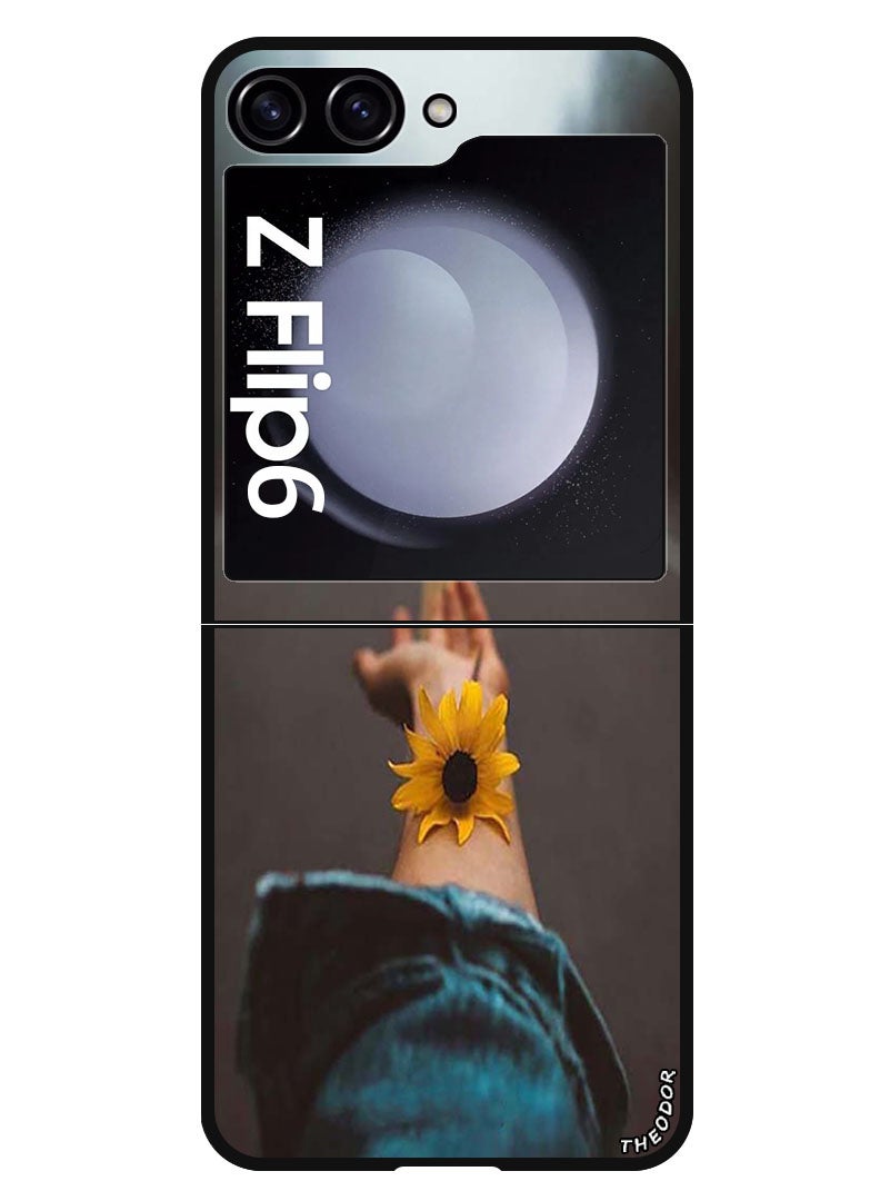 Theodor Protective Case Anti Scratch Shock Proof Bumper Cover For Samsung Galaxy Z Flip 6 Flower on hand - Image 1