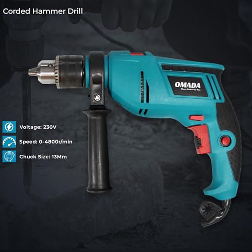 Omada Electric Drill, 710W, 4800 RPM, Chuck 13 mm Forward/Reverse For Home & DIY Use for drilling into masonry, steel and wood with Variable Speed Control - Image 2