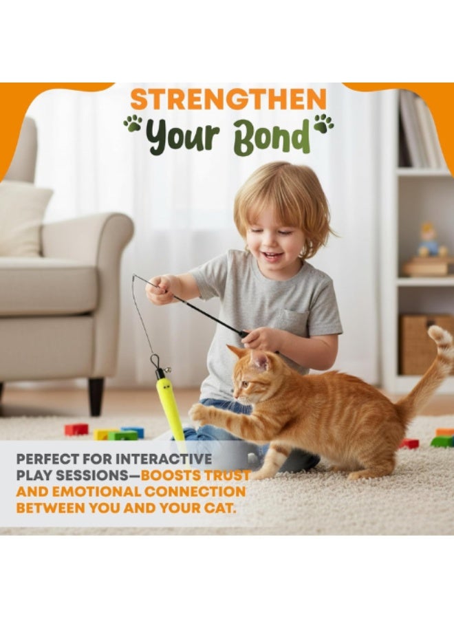 M.A&F's Interactive Cat Wand Toys – Retractable Wand with Bell and Feather Refills, Fun Teaser Toys for Indoor Cats to Chase, Play, and Exercise (2 Wands and 9 Refill) - Image 5
