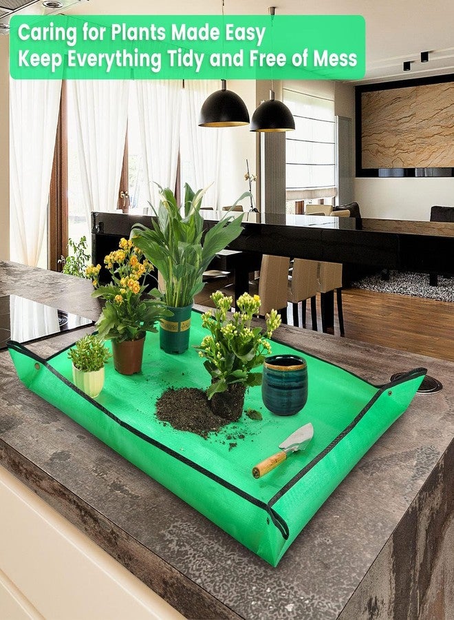 DHARVIM® Gardening Mat 75x100 cm | Waterproof & Foldable for Soil Mixing DIY Indoor Succulent Plant Care for Watering Grassland Balcony Nursery Potting & Transplanting Mat Plant Seedling - Image 3