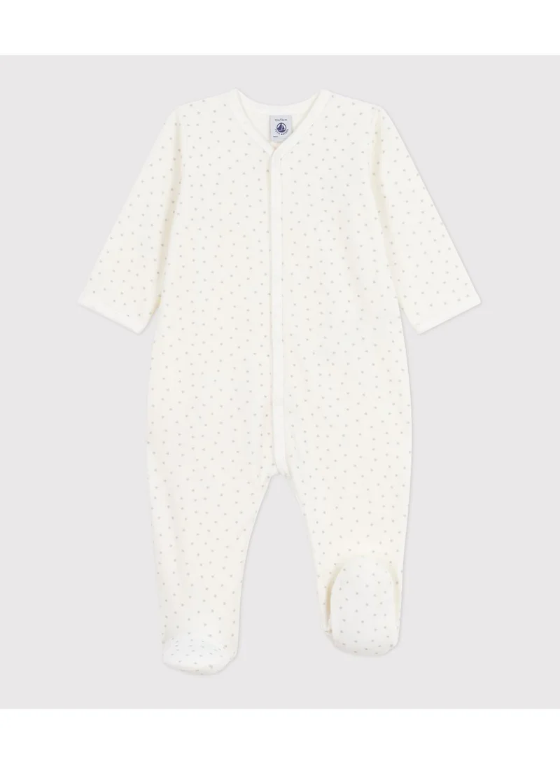 Petit Bateau Babies' little heart-print velour pyjama suit