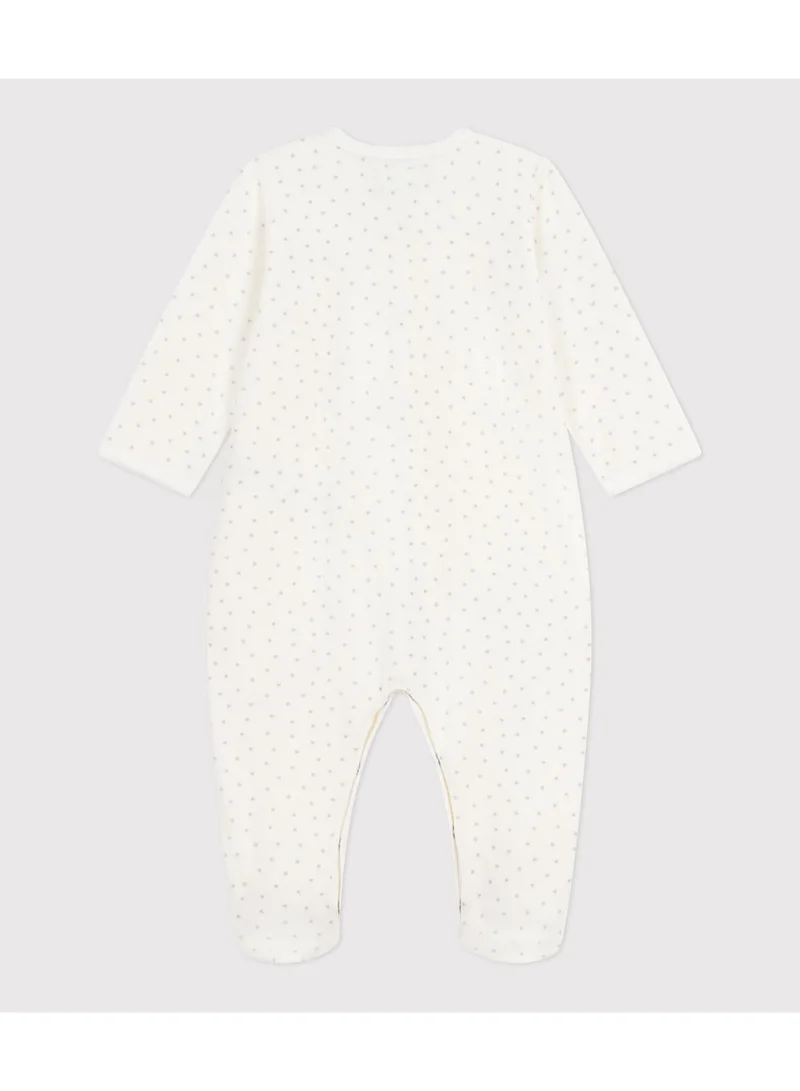 Petit Bateau Babies' little heart-print velour pyjama suit