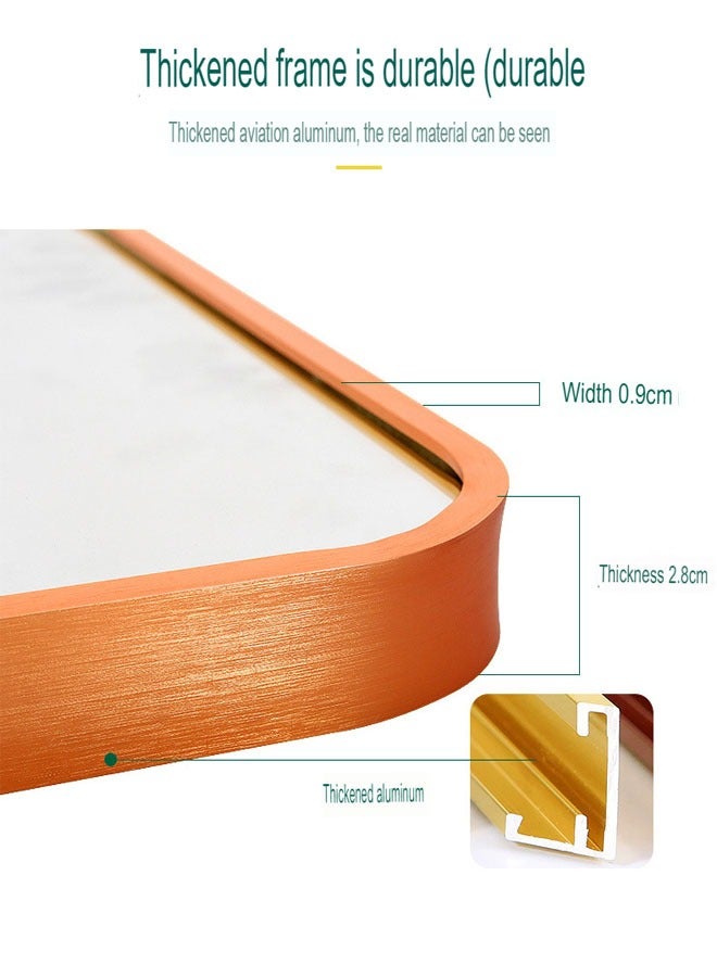 كلناميان مرآة كاملة الطول 60×165 سم، مرآة أرضية بإطار من سبائك الألومنيوم، مرآة زينة كبيرة قائمة بذاتها لغرفة النوم، مرآة كاملة الجسم مع حامل لغرفة المعيشة وغرفة النوم، لون ذهبي وردي - Image 5