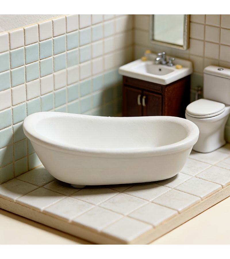1pc Miniature Bathtub For Dollhouses Realistic Tiny Bath Tub Scene Decor - Image 1