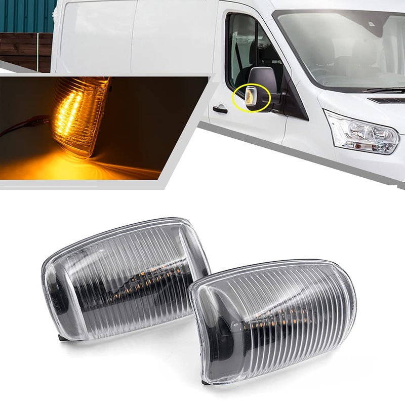 2Pcs Amber Led Side Mirror Marker Lights For Ford Transit 150 250 350 350HD 20152021 Clear Lens Turn Signal lamp