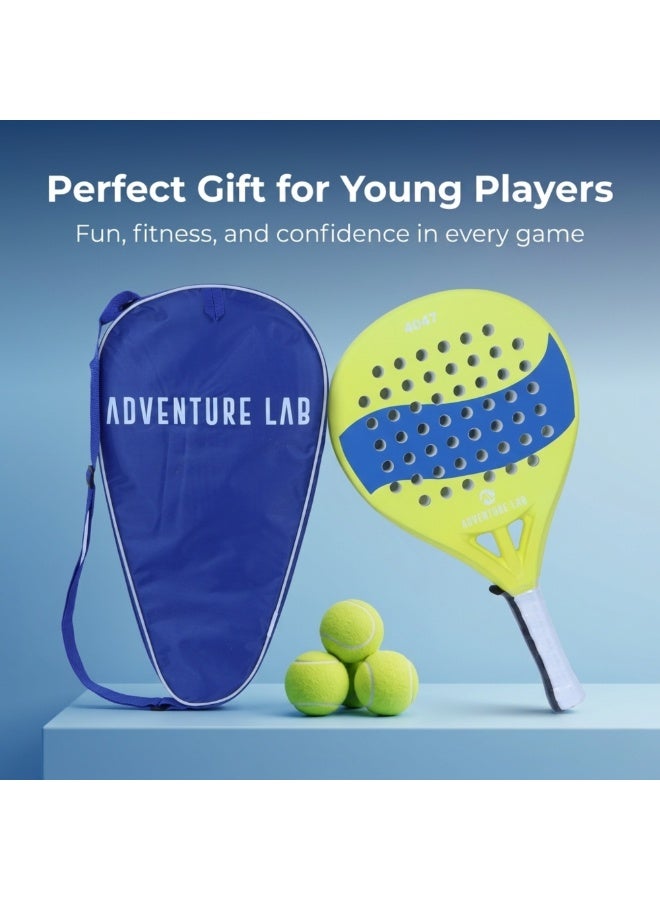 Adventure Lab Kids Paddle Tennis Racket with Carry Bag | High-Performance Lightweight Carbon Fiber Racquet with EVA Foam Core & Grit Face | Paddle Racket for Boys & Girls Training & Practice Matches - Image 4