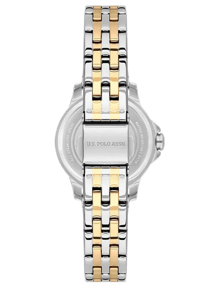 يو اس بولو اسن Stile Women's 30mm Watch with Green Dial & Two Tone Bracelet