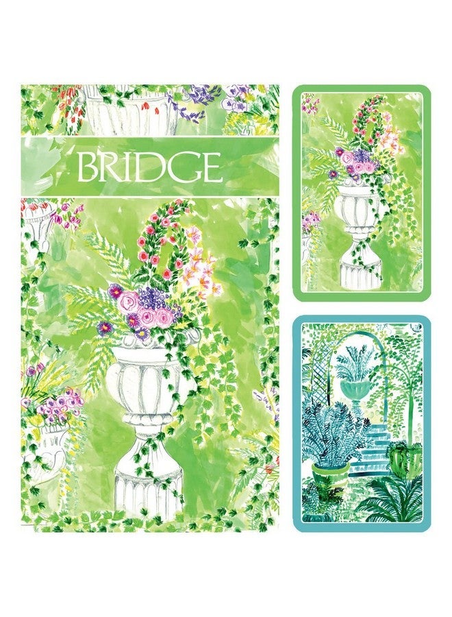كاسباري مجموعات هدايا Caspari Jardin De Luxembourg Bridge - 2 طوابق ورق لعب و 2 وسادات تسجيل - Image 1