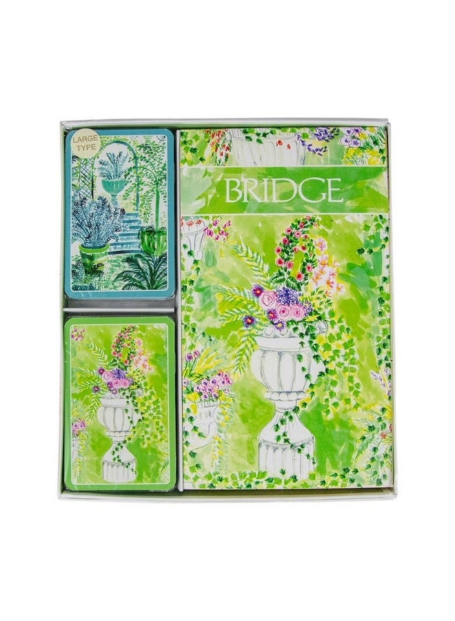 كاسباري مجموعات هدايا Caspari Jardin De Luxembourg Bridge - 2 طوابق ورق لعب و 2 وسادات تسجيل - Image 2