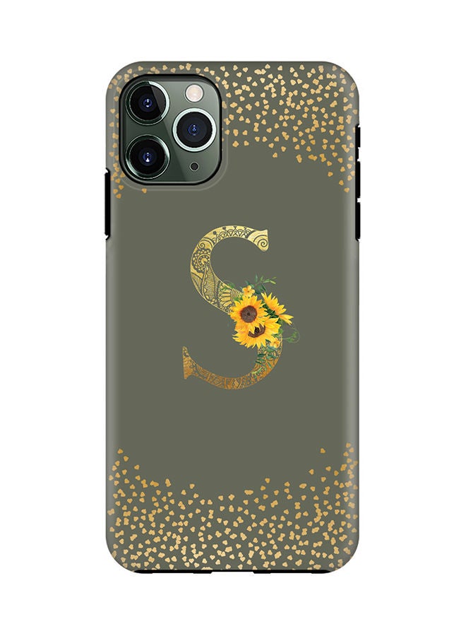 Stylizedd Monogram Tough Series for Apple iPhone 11 Pro Custom Initials Floral Mandala Pattern Tough Pro Dual Layer hybrid PC inner TPU protection Alphabet- S (Olive Green) - Image 1