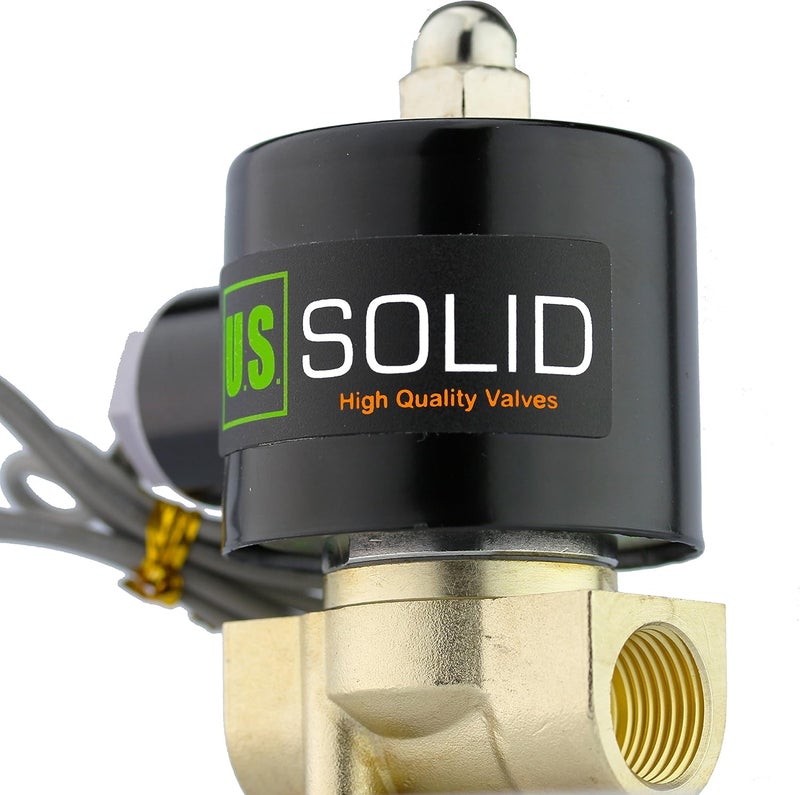 U.S. Solid 3/8" Brass Electric Solenoid Valve - 12V DC, VITON Gasket, Direct Acting, Normally Closed for Air, Gas, Fuel Applications - Image 2