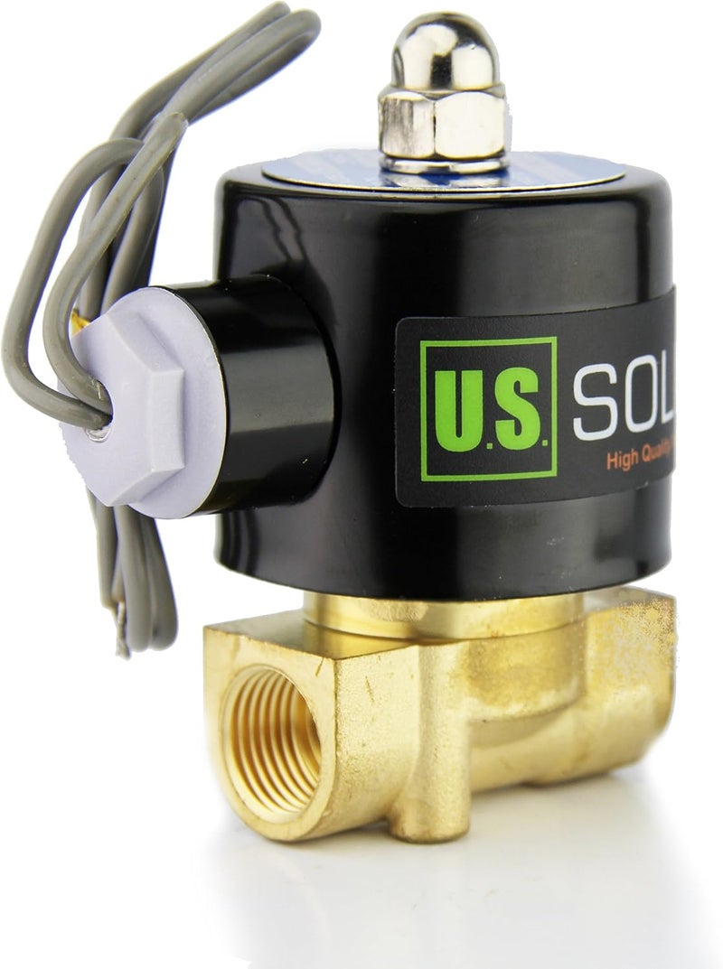 U.S. Solid 3/8" Brass Electric Solenoid Valve - 12V DC, VITON Gasket, Direct Acting, Normally Closed for Air, Gas, Fuel Applications - Image 4