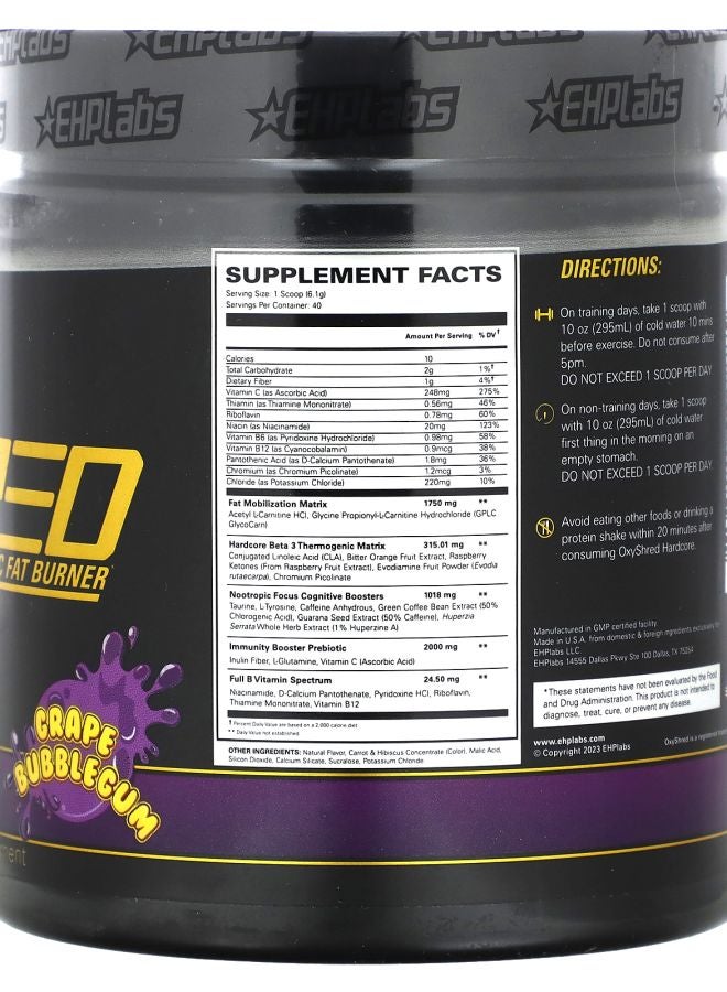 OxyShred Hardcore Thermogenic Fat Burner Grape Bubblegum 8.6 oz (244 g)