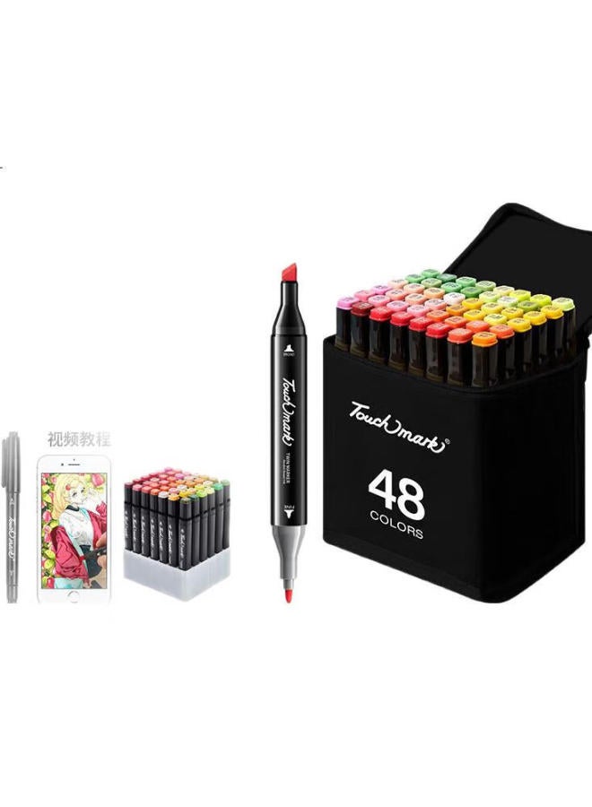 Touch Mark [Super Popular] Touch Mark Dual-Tip Markers, 48 Colors, Watercolor Pens, Anime-Style Oil-Based Drawing Pens, Marker Set, Student Stationery, Children'S Gift, Birthday Present For Boys And Girls - Image 2