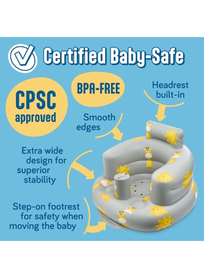 SplashEZ Inflatable Baby Seat - Sit-Up Chair for Kids 3 Months to 3 Years, Blow-Up Baby Seat with Air Pump for Home, Inflatable Sit Me Up Chair for Infant Back Support, Floor & Travel, Giraffes - Image 5