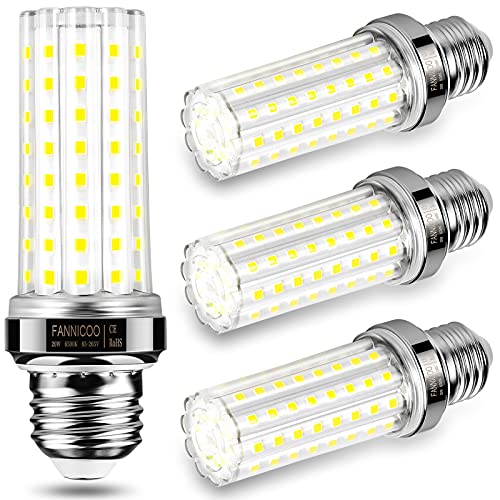 FanNicoo LED Corn Light Bulb 150W Equivalent 2500 Lumen 6500K Cool Daylight White 20W E26/E27 Base Non-dimmable Ceiling Fan Corn Lighting for Home Garage Warehouse Indoor LED Corn Bulbs Pack of 4 - Image 1