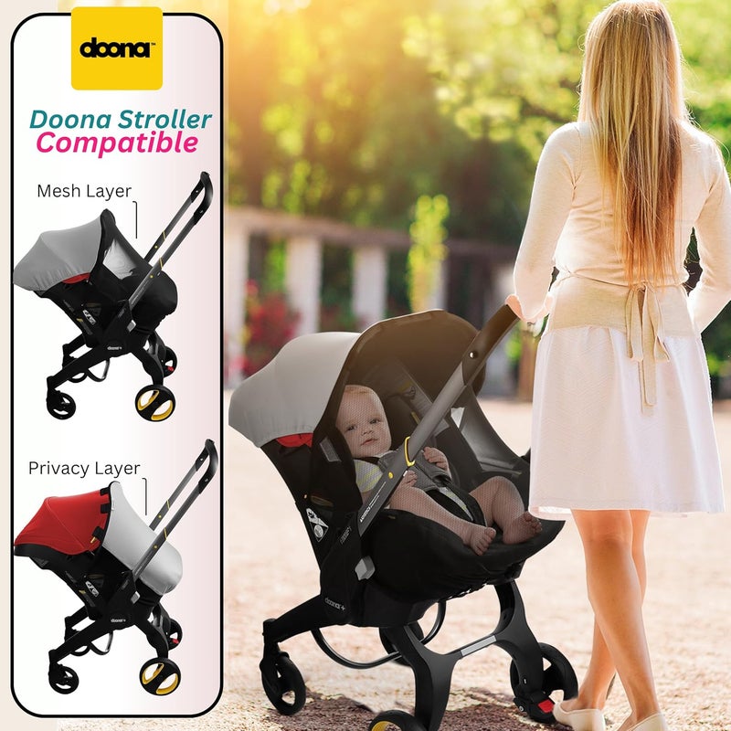Swanoo Car Seat Cover Baby  Infant Newborn Carseat Cover for Summer  Doona Car Seat Cover  Mosquito Net for Car Seat  Breathable Sunshade Extension Canopy Bug Protector - Image 3