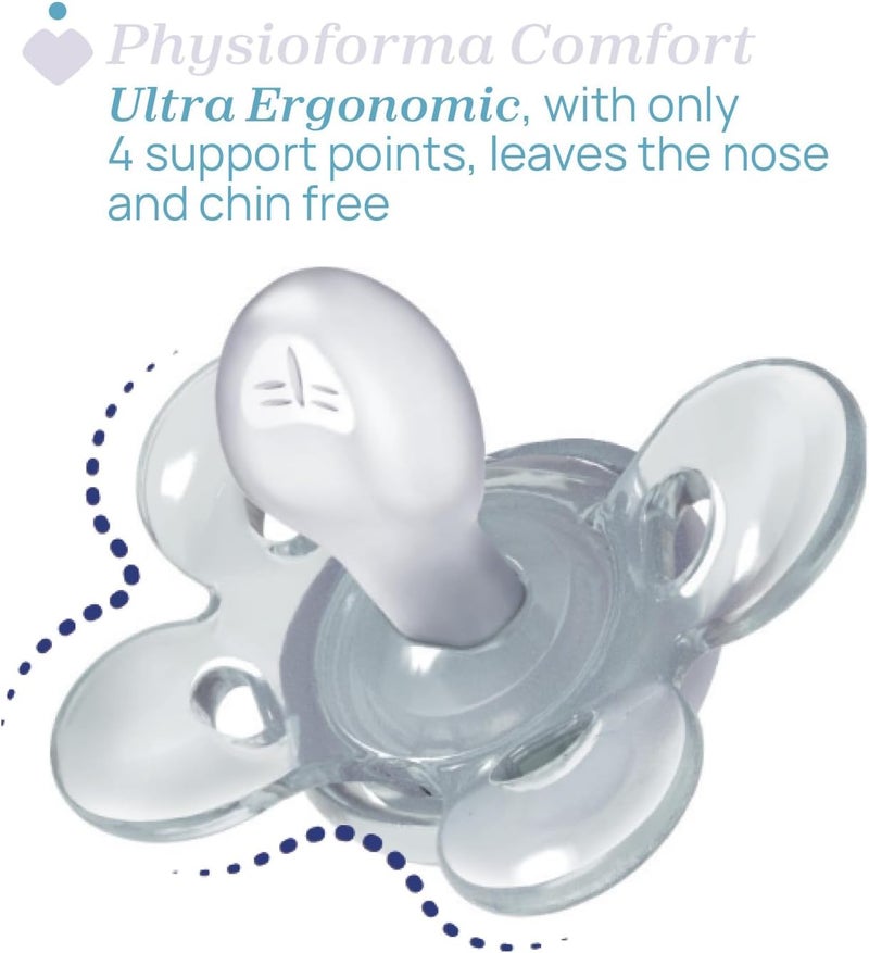 Chicco PhysioForma Comfort Dummy 0-6 Months, Pack of 2, Dummy with Silicone Teat, Supports Physiological Breathing and Promotes Correct Development of the Mouth - Image 3