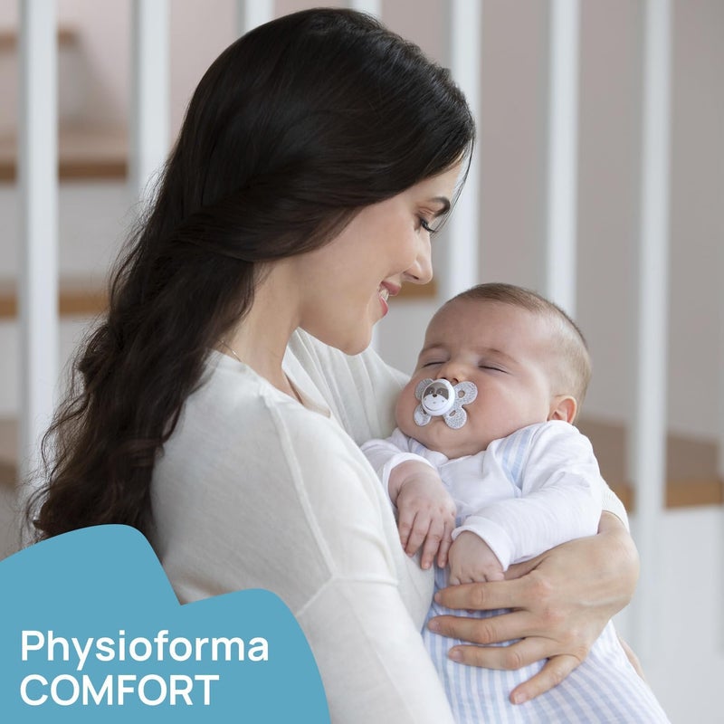 Chicco PhysioForma Comfort Dummy 0-6 Months, Pack of 2, Dummy with Silicone Teat, Supports Physiological Breathing and Promotes Correct Development of the Mouth - Image 2