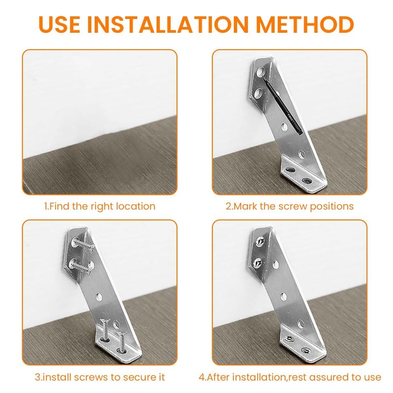 NETZILLA 10Pcs Shelf Brackets with 60Pcs Screws, 2MM Thickening Furniture Corner Connector, Stainless Steel Angle Corner Bracket, Heavy Duty Corner Bracket for Wooden Panel, Woodworking, Crafting - Image 4
